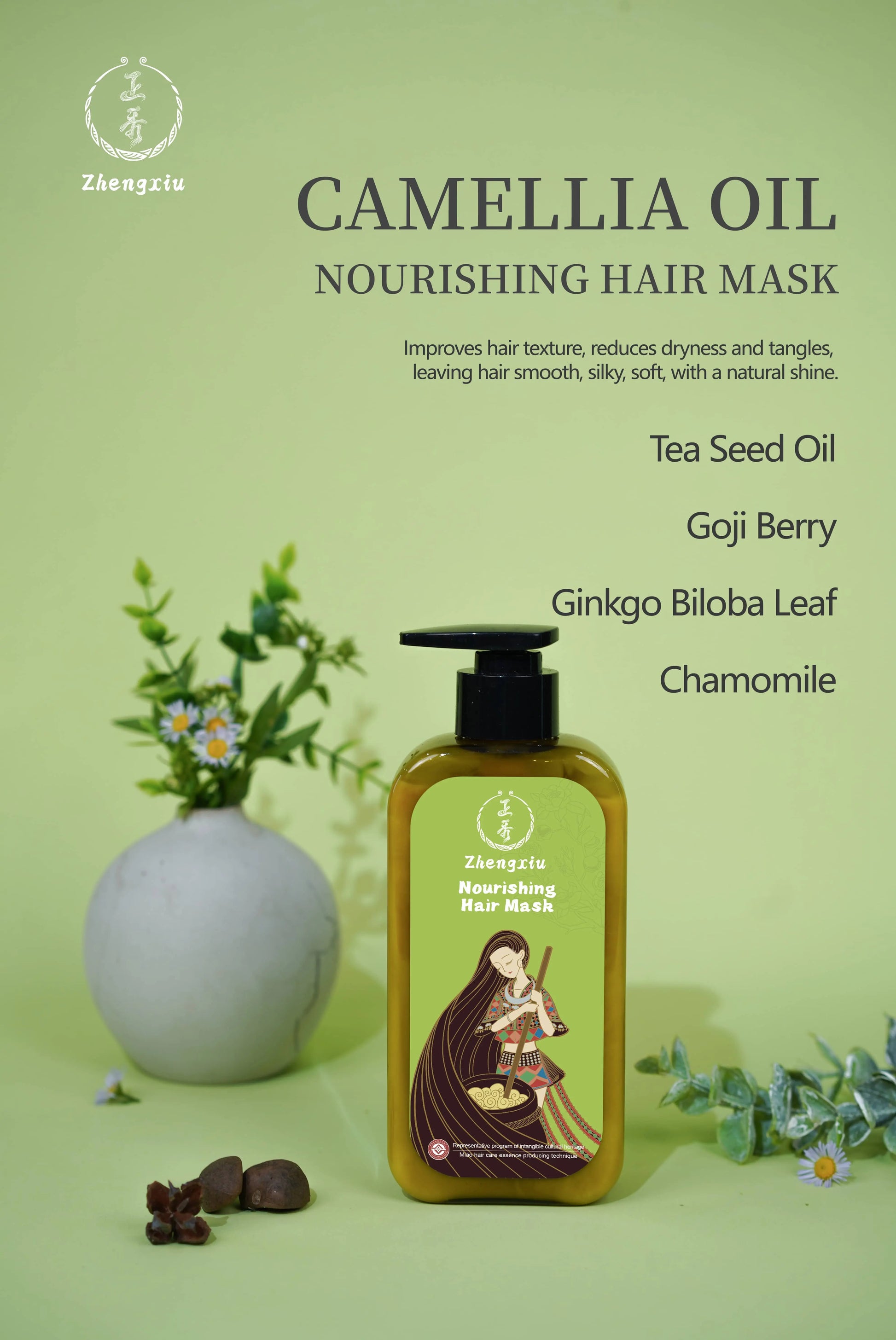 Camellia Oil Repair Hair Mask – Rescue Dry, Tangled Hair with Ancient Miao Wisdom | 72-Hour Smoothness Guaranteed MiaoZen
